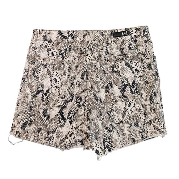 Kut From The Kloth Gidget High Rise Short Raw Hem Snake Skin Brown Womens Size 4 - Picture 4 of 10